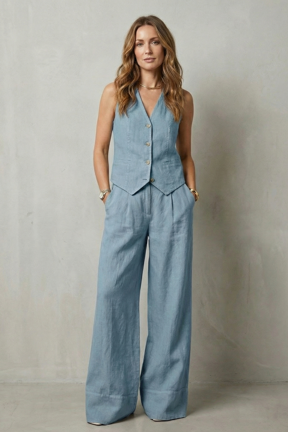 Damen Weste Hose Set Zweiteiler ärmelloser Hosenanzug elegant - Image 18