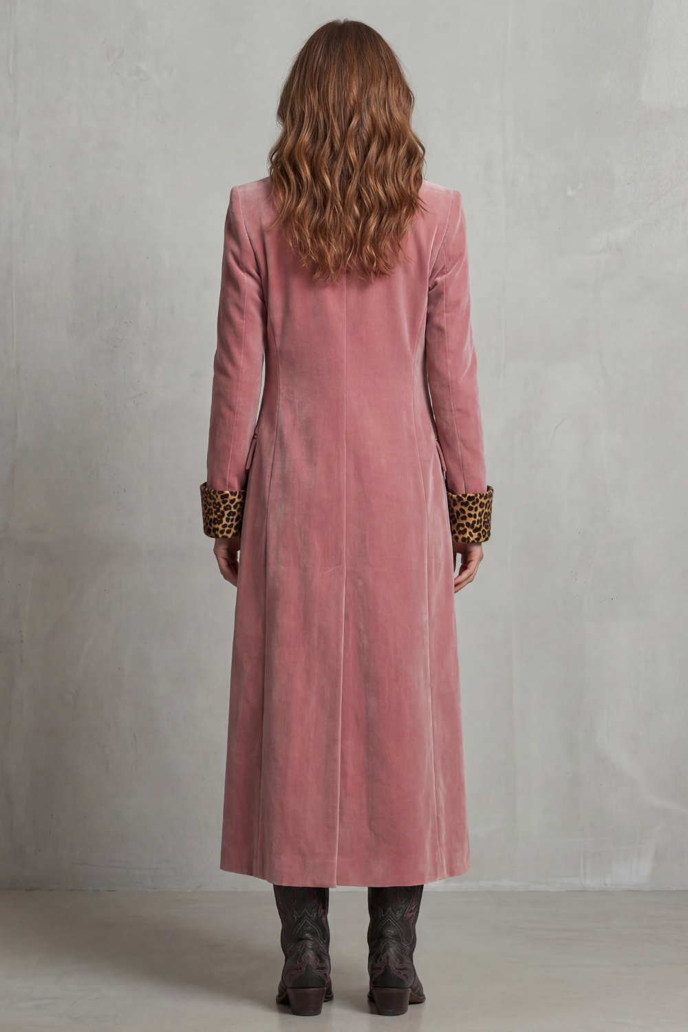 Damen Samtmantel lang Leopardenfutter - Image 4