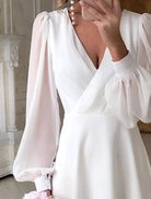 Damen Elegantes Brautkleid Midi Puffärmel - Image 2