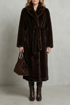 Damen Kunstpelzmantel Oversized Lang Kunstfell
