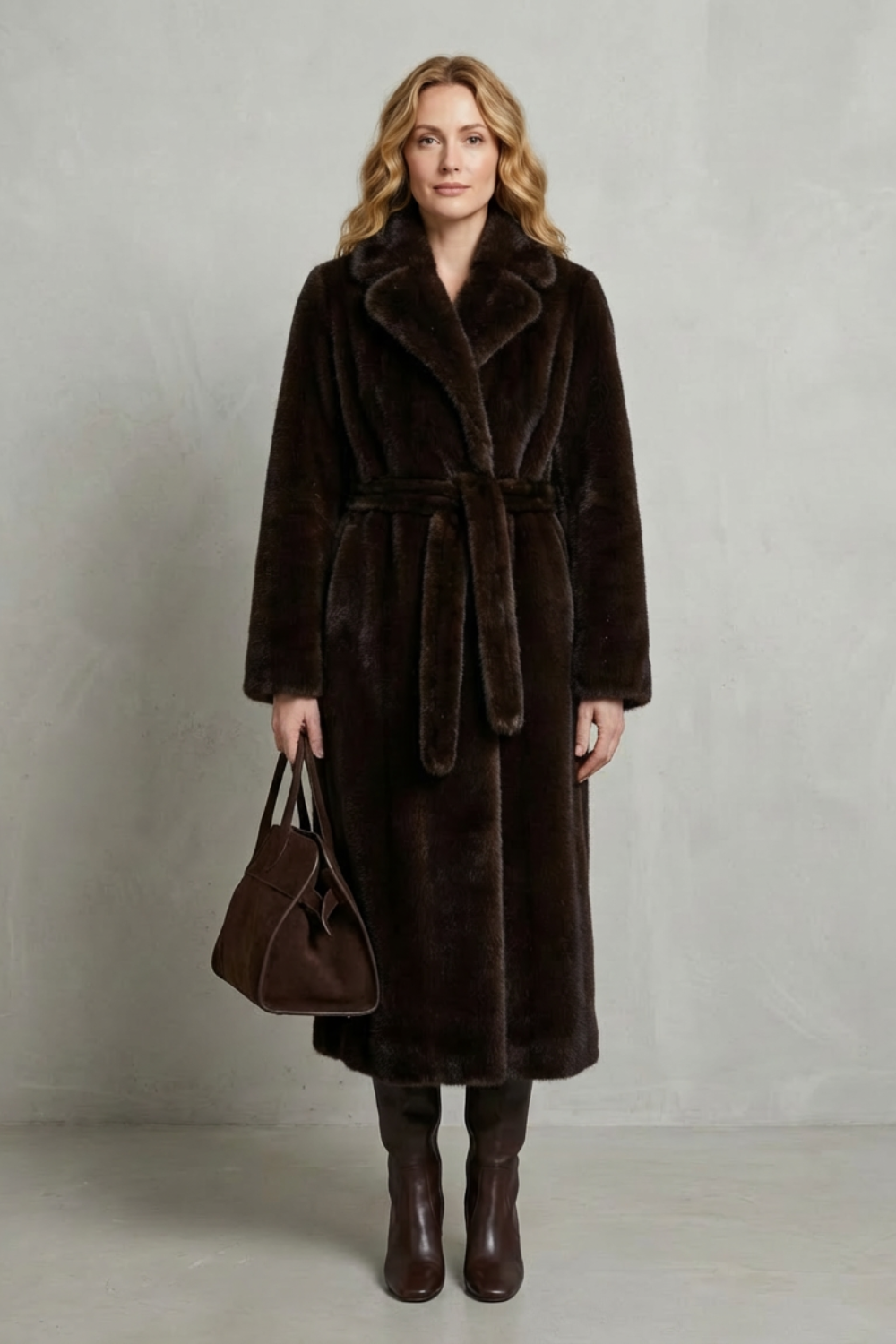 Damen Kunstpelzmantel Oversized Lang Kunstfell - Image 2