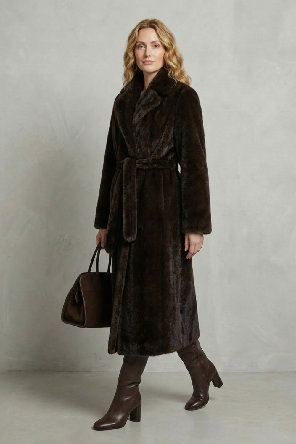 Damen Kunstpelzmantel Oversized Lang Kunstfell - Image 3