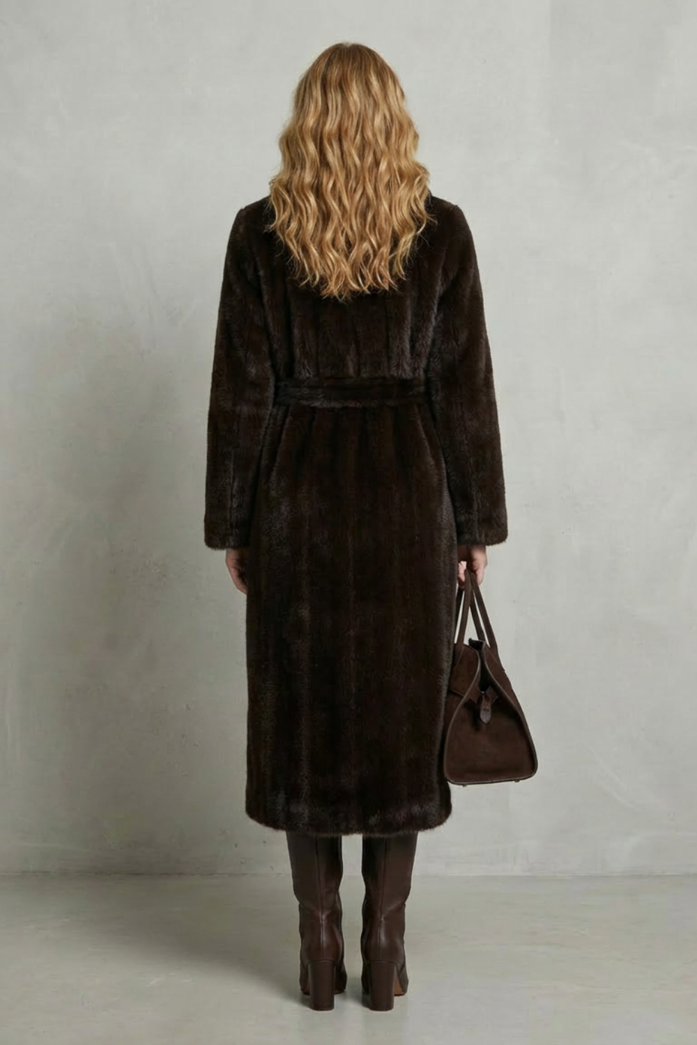 Damen Kunstpelzmantel Oversized Lang Kunstfell - Image 4