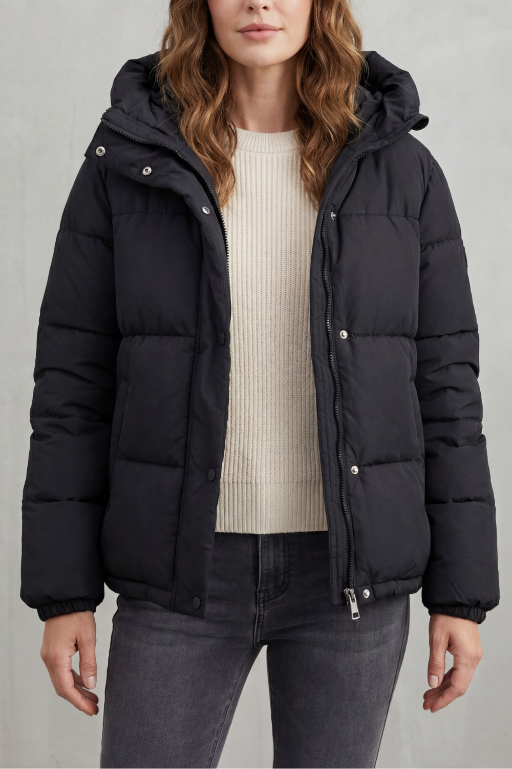 Damen Steppjacke Pufferjacke warm mit Kapuze