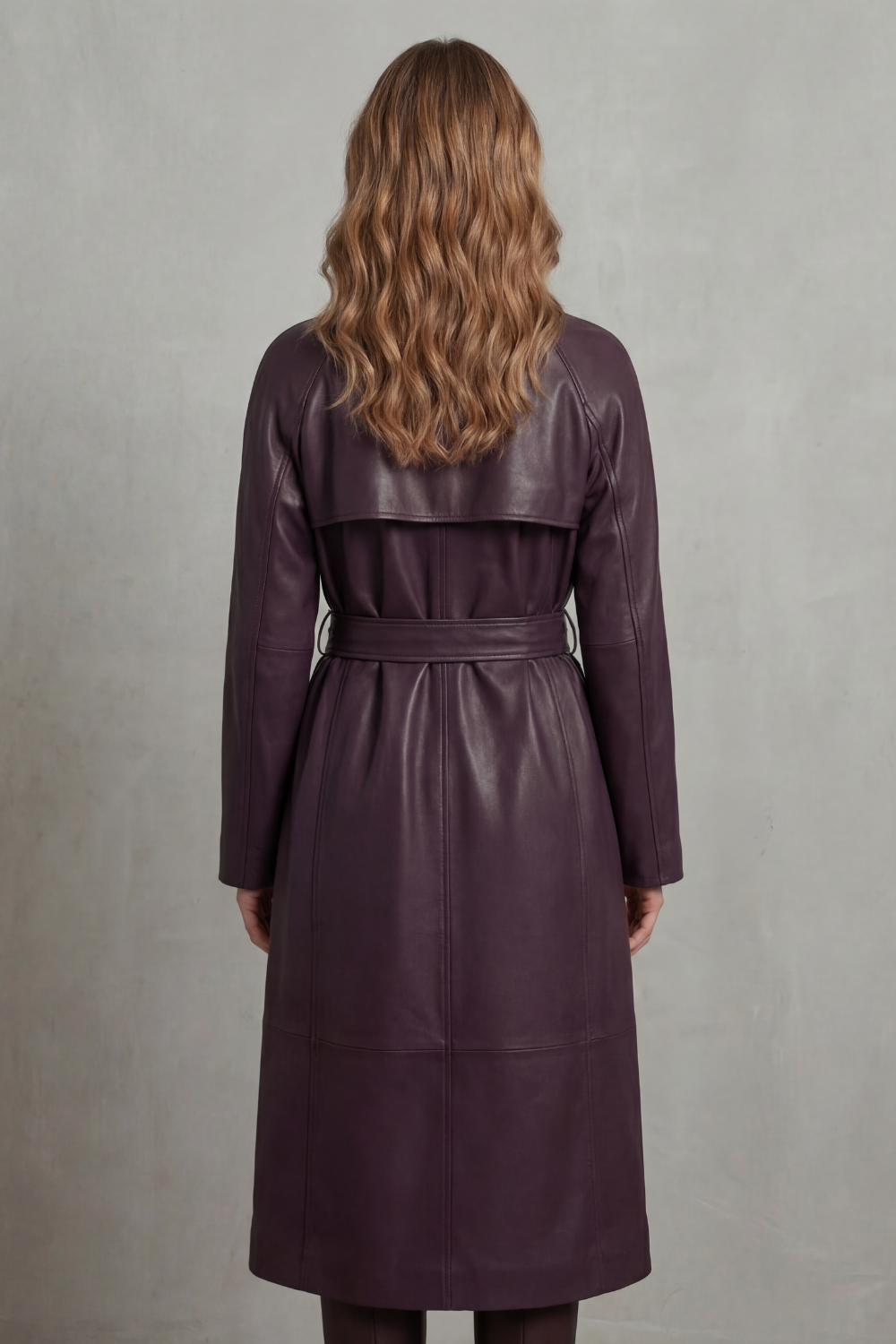 Damen Kunstleder Trenchcoat Tailliert - Image 4