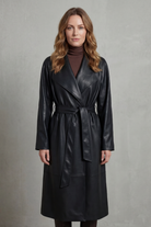 Damen Kunstleder Trenchcoat Tailliert - Image 6