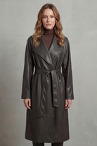Damen Kunstleder Trenchcoat Tailliert - Image 8