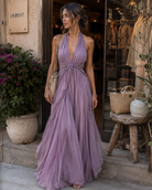 Damen Fließendes Neckholder Maxikleid V-Ausschnitt - Image 7