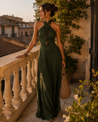 Damen Boho Maxikleid Neckholder ärmellos lang - Image 8