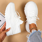 Damen Strick Chunky Plateau Sneaker Schnürschuhe dicke Sohle
