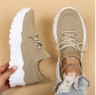 Damen Strick Chunky Plateau Sneaker Schnürschuhe dicke Sohle - Image 5
