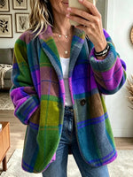Manteau pour femme à la texture polaire et à carreaux