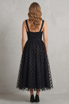 Damen Polka Dot Mesh Midi-Kleid Bustier - Image 4