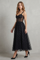 Damen Polka Dot Mesh Midi-Kleid Bustier - Image 3