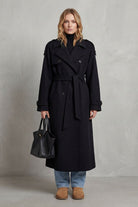 Damen Trenchcoat Schwarz Oversized Lang mit Gürtel - Image 2