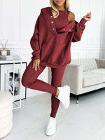 Ensemble 3 pièces pour femme avec veste à capuche, haut et legging