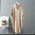 Damen Langarm Hemdkleid Maxi Knopfleiste - Image 7
