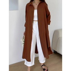 Damen Langarm Hemdkleid Maxi Knopfleiste