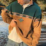 Chaleco polar de cuadros con media cremallera y corte extragrande para hombre