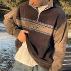 Herren Fleece Kariertes Vest Half-Zip Oversized - Image 2