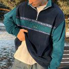 Herren Fleece Kariertes Vest Half-Zip Oversized - Image 3