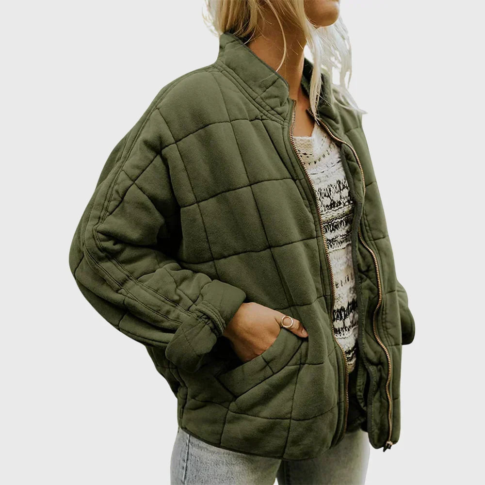 Damen Oversized Steppjacke Stehkragen