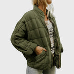 Damen Oversized Steppjacke Stehkragen