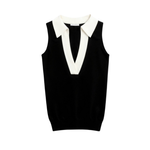 Lorian - Strick Polo Tanktop Mit Kontrastbesatz