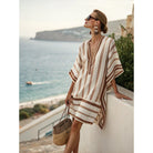 Damen Kaftan Kleid Baumwolle Leinen Besticktes Boho Sommerkleid - Image 8