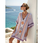 Damen Kaftan Kleid Baumwolle Leinen Besticktes Boho Sommerkleid - Image 10