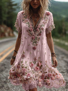 Women Floral Embroidered V-Neck Maxi Dress - Image 4