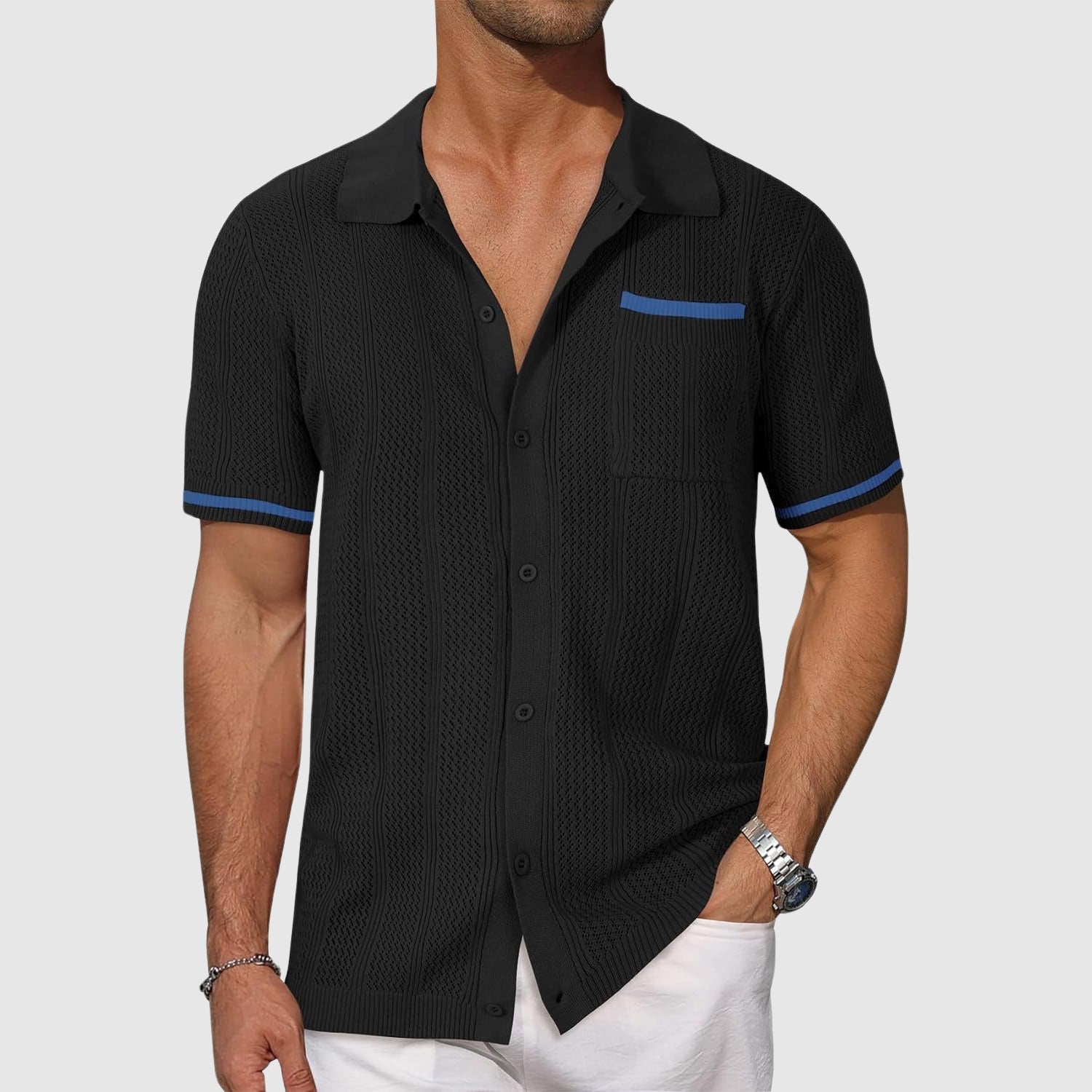 Men's Linen Blend No Iron Summer Button Down Shirt