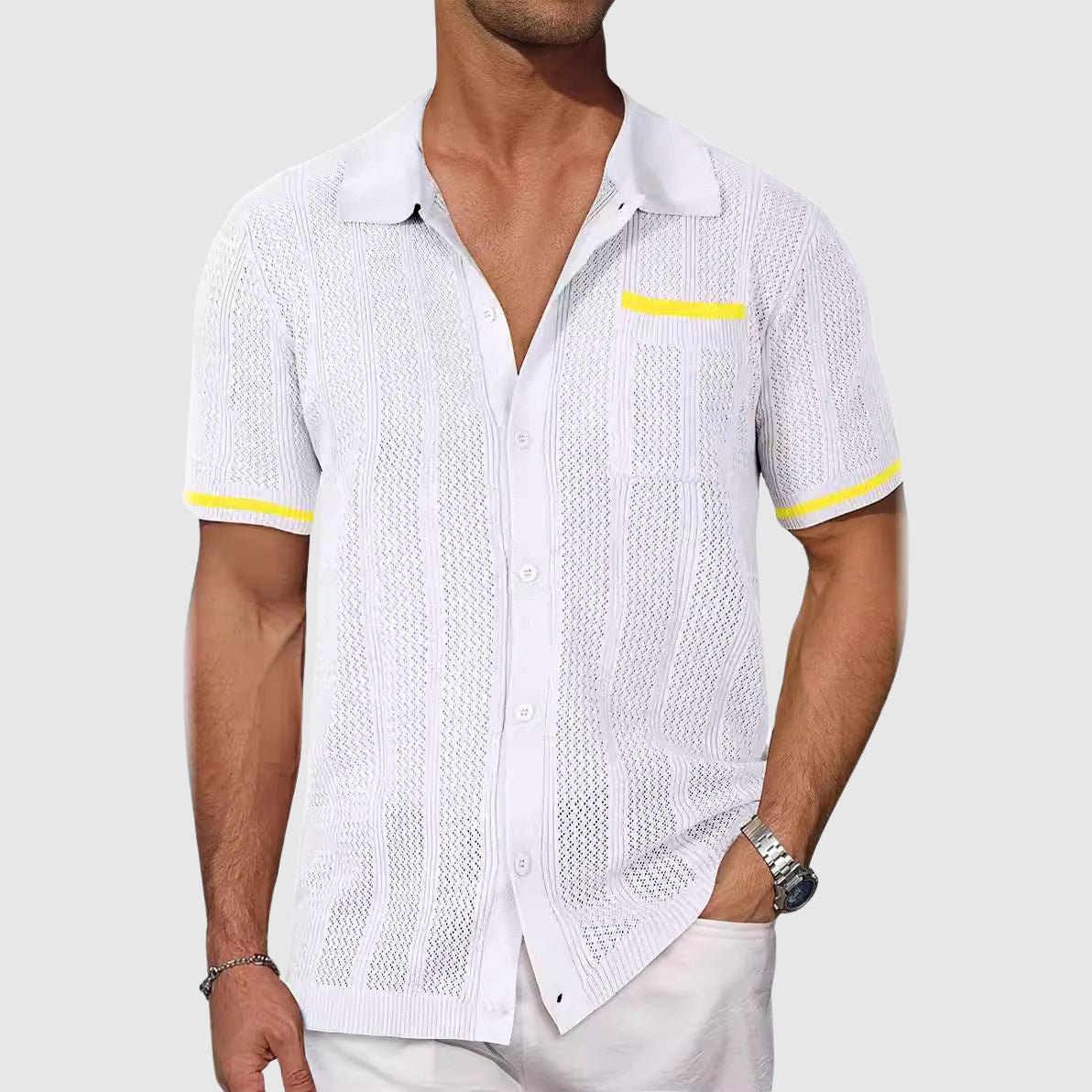 Men's Linen Blend No Iron Summer Button Down Shirt - Image 2