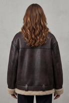 Damen Lammfellimitat Aviator Mantel mit Gürtel - Image 4