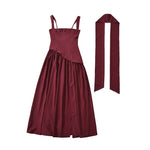 Kester - Abito maxi elegante senza spalle con spacco
