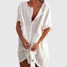 Damen Tunika Midikleid Locker V-Ausschnitt Sommer