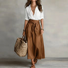 Women Two Piece Blouse Midi Skirt Co-Ord Set - Image 2