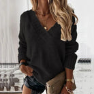Damen Oversize Strickpullover V-Ausschnitt