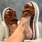Damen Flache Sandalen Schleife Elegant
