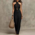 Damen Boho Maxikleid Neckholder ärmellos lang - Image 2