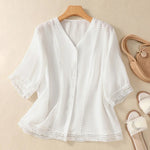 Kenna - Blusa de mujer de corte relajado con escote en V