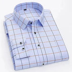 Orivano - Camisa de hombre a rayas manga larga slim fit azul marino
