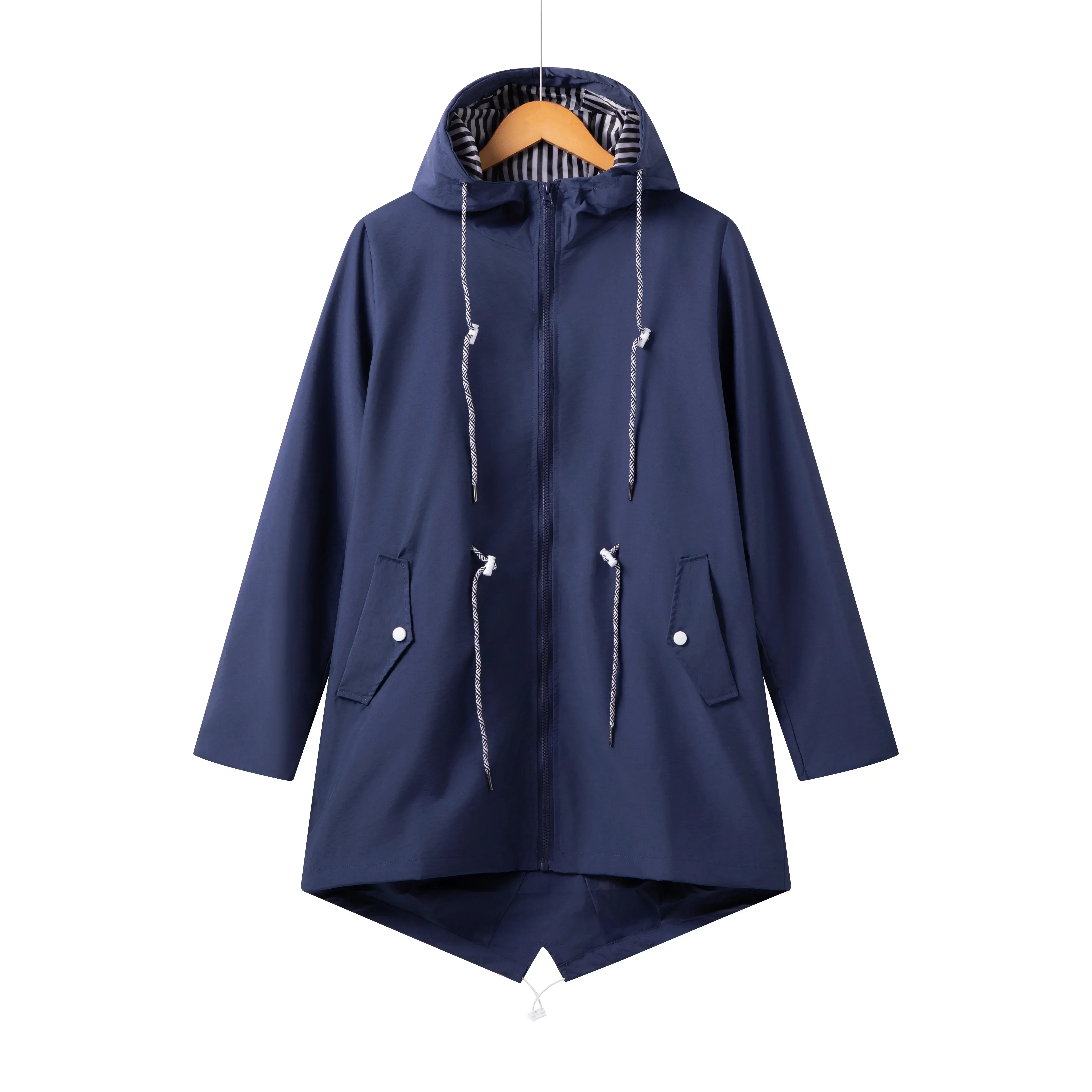 Damen Wasserdichter Trenchcoat mit Kapuze Lässig - Image 2