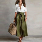 Women Two Piece Blouse Midi Skirt Co-Ord Set - Image 3