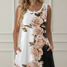 Damen Sommerkleid kurz Blumenmuster mit Taschen ärmelloses Freizeitkleid - Image 13