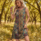 Damen Sommerkleid kurz Blumenmuster mit Taschen ärmelloses Freizeitkleid - Image 7