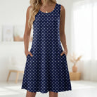 Damen Sommerkleid kurz Blumenmuster mit Taschen ärmelloses Freizeitkleid - Image 10