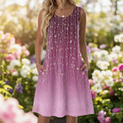 Damen Sommerkleid kurz Blumenmuster mit Taschen ärmelloses Freizeitkleid - Image 18