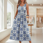 Damen Ärmelloses Boho Maxikleid mit Print - Image 3