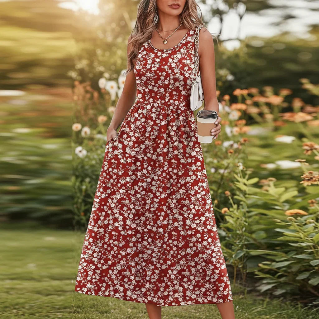 Damen Ärmelloses Boho Maxikleid mit Print - Image 12